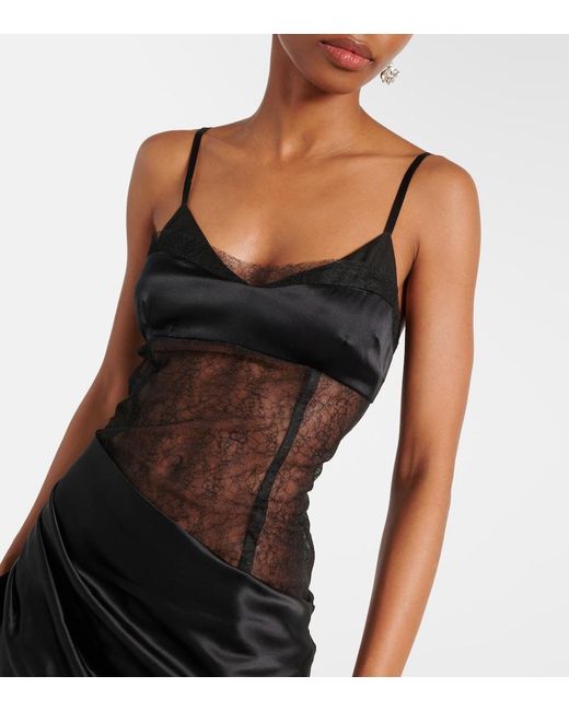 Sir Black Dunya Draped Silk Satin Gown