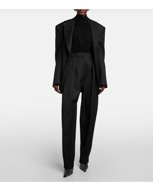 Magda Butrym Black High-Rise Wool Pants