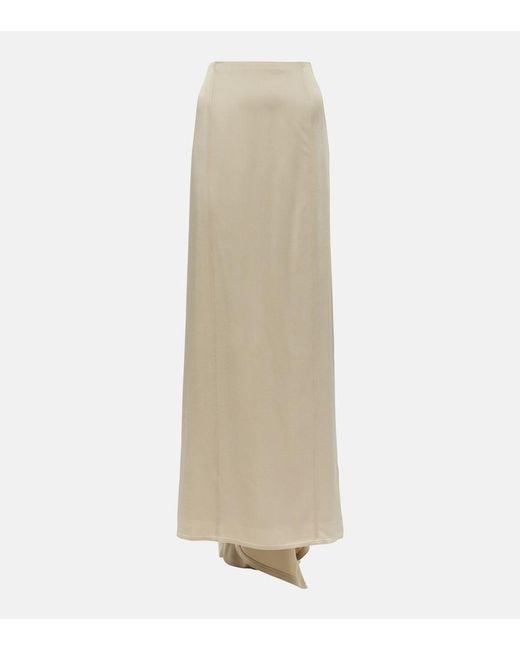 Brunello Cucinelli Natural Satin Maxi Skirt
