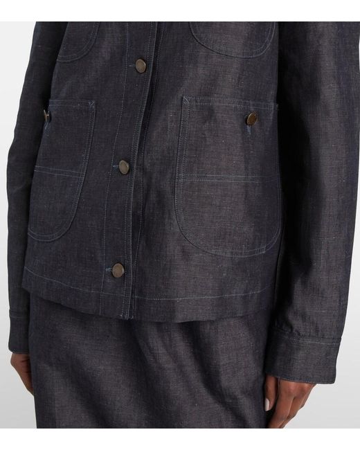 Prada Black Cotton And Linen Chambray Jacket