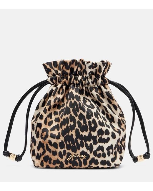 Ganni Black Bou Leopard-Print Pouch