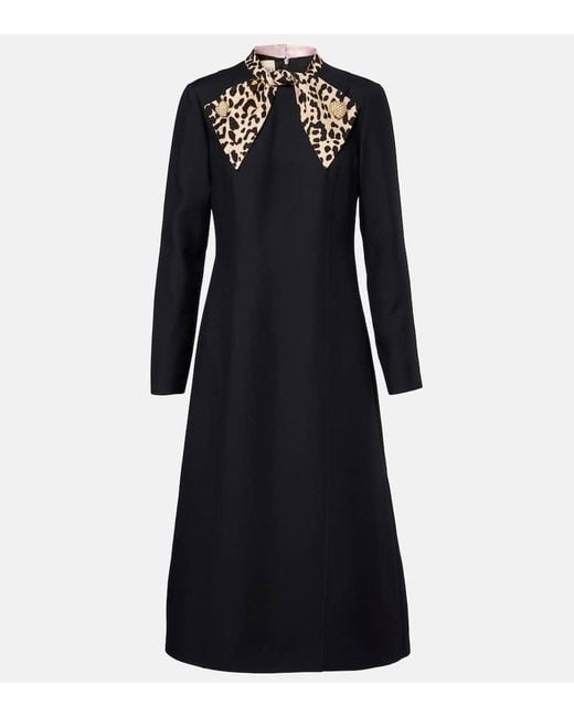 Valentino Black Crepe Couture Bow-Detail Midi Dress
