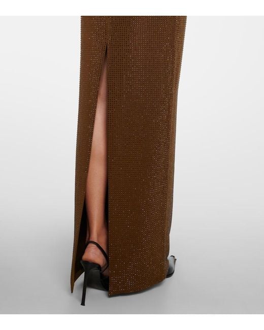 Roland Mouret Brown Embellished Strapless Gown