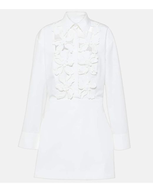 Valentino White Embroidered Cotton Poplin Minidress