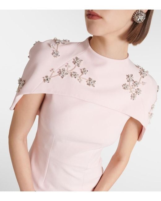 Safiyaa Pink Embellished Caped Crepe Gown