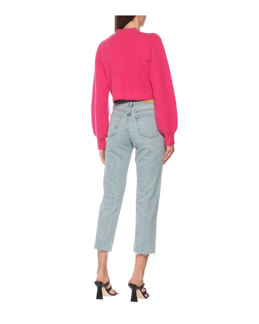 LoveShackFancy Avignon Cropped Cashmere Cardigan in Pink - Lyst