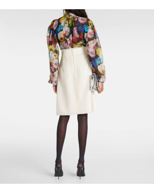 Dolce & Gabbana Natural Wool-blend Tweed Midi Skirt