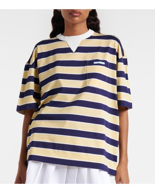Prada Blue Striped Cotton Jersey T-Shirt
