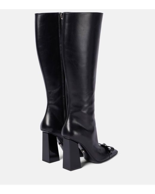 Versace Black Stiefel Gianni Ribbon Aus Leder