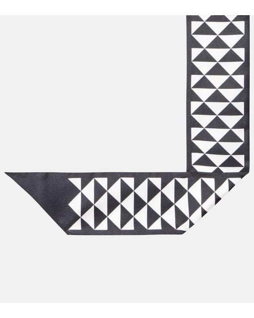 Prada White Printed Silk Twill Scarf
