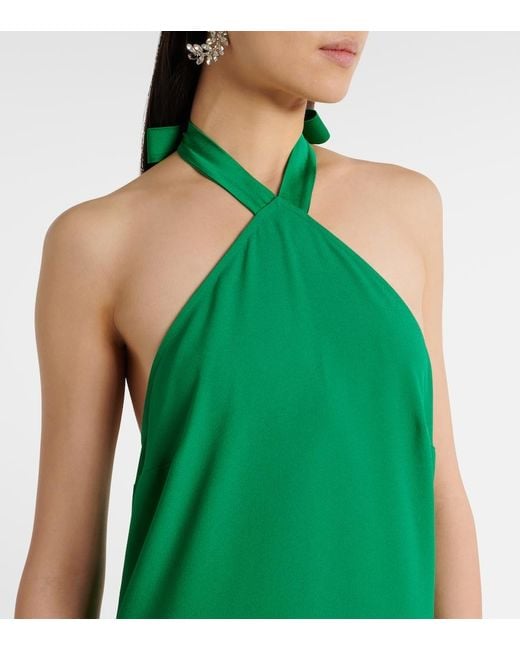 ‎Taller Marmo Green Nina Fringed Crepe Cady Maxi Dress