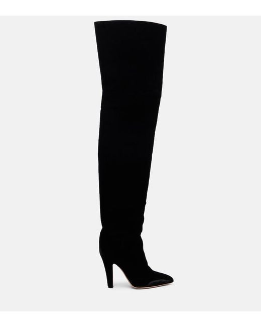 Paris Texas Black Elsa 100 Velvet Over-The-Knee Boots