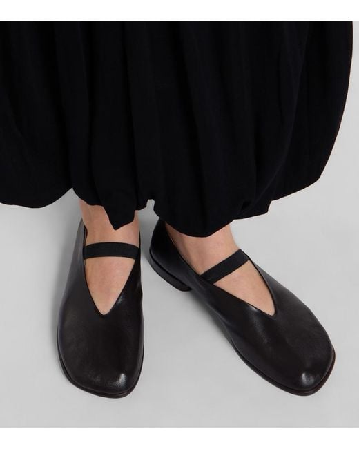 Lemaire Black Glove Leather Ballet Flats