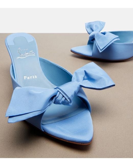 Christian Louboutin Blue Mulazee Bow-Detail Silk Taffeta Mules