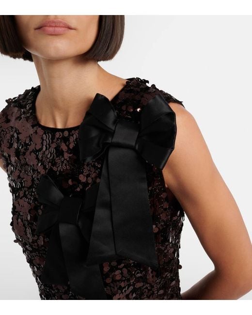 Vestido Midi Con Lazo Y Lentejuelas Ganni de color Black