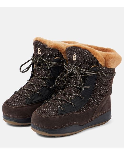 Bogner Black Verbier Shearling-Trimmed Suede Ankle Boots