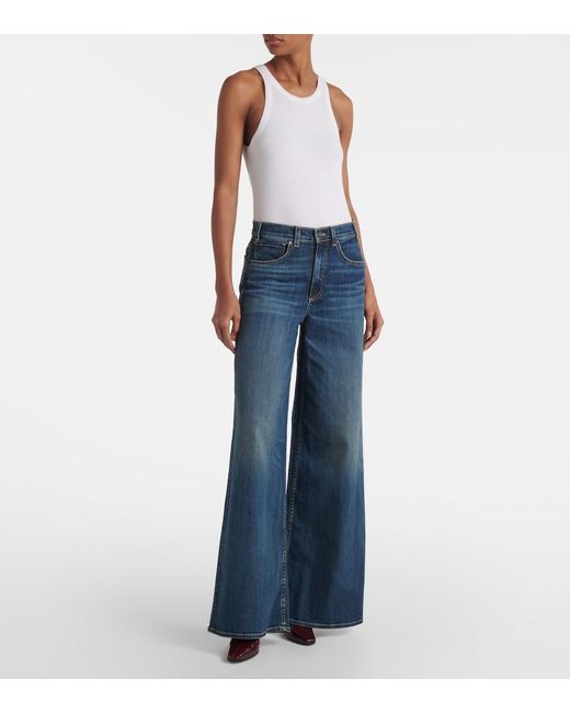 Nili Lotan Blue Rolland Mid-Rise Wide-Leg Jeans