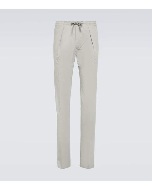 Pantaloni slim in misto cotone di Incotex in White da Uomo