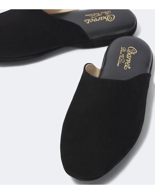 Charvet Black Suede Slippers for men