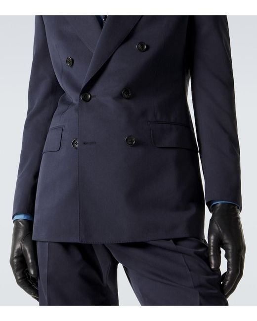 Tom Ford Blue Double-Breasted Silk Blazer for men