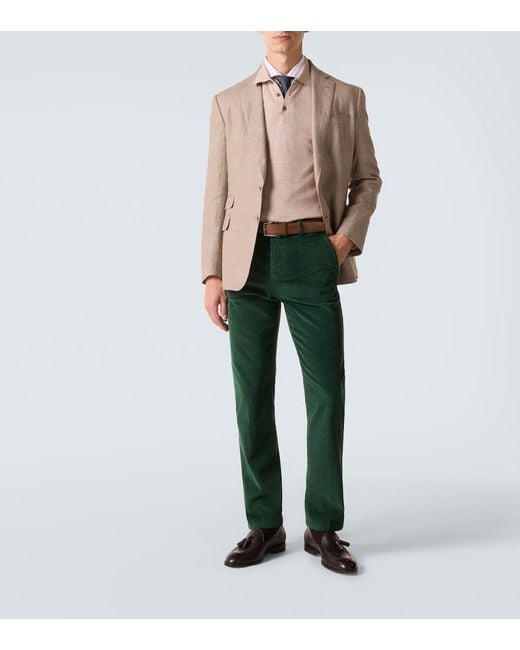 Kiton Schmale Hose Aus Cord in Green für Herren
