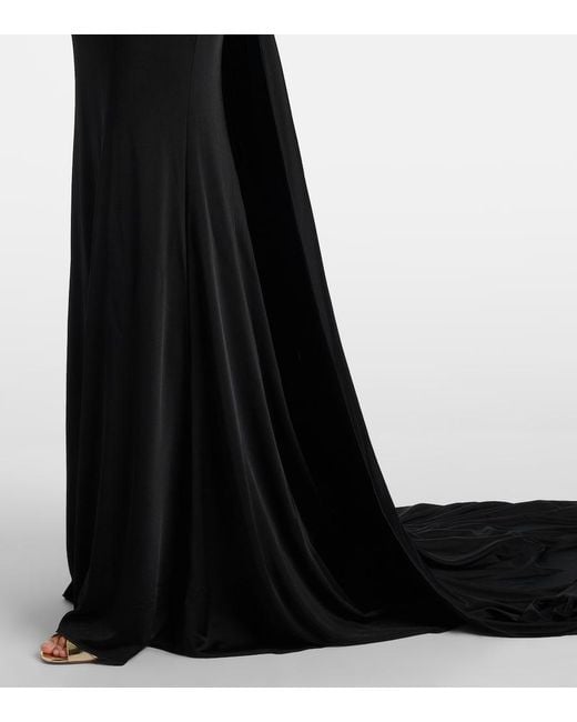 David Koma Black Gathered Jersey Gown