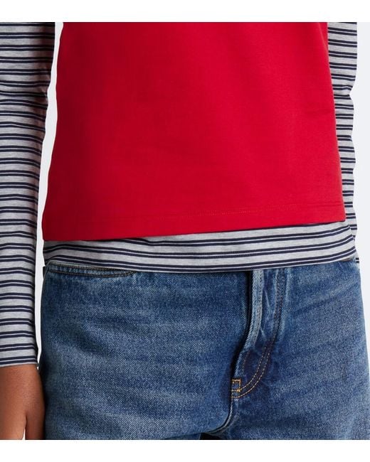 Miu Miu Layered Striped Cotton Jersey T-Shirt