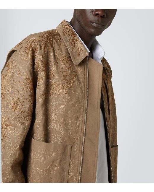 Chaqueta En Lame De Algodon Floral Dries Van Noten de hombre de color Brown