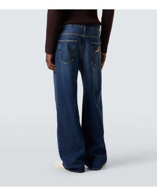 Dolce & Gabbana Blue Low-Rise Wide-Leg Jeans for men