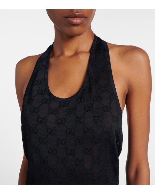 Gucci Black Gg Crepe Minidress