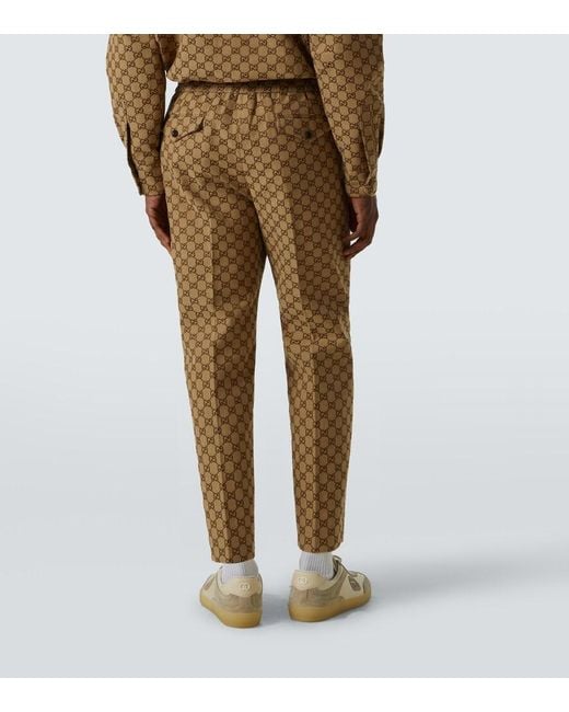 Gucci Natural Gg Supreme Cotton-Blend Pants for men