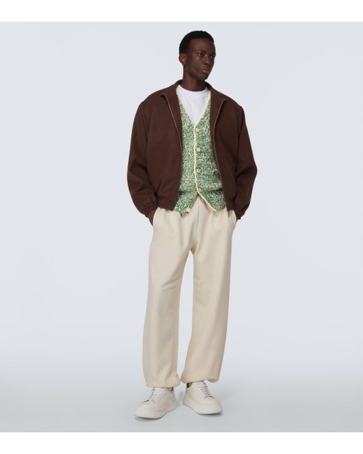 Auralee Green Oversized Wool And Silk Cardigan for men