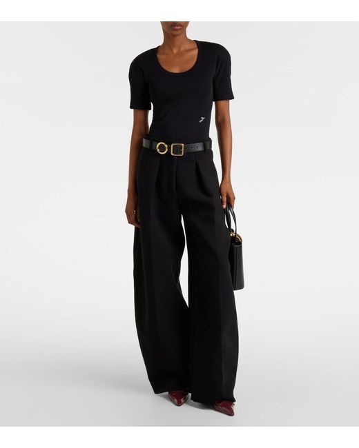 Jacquemus Black Embroidered Cotton Bodysuit