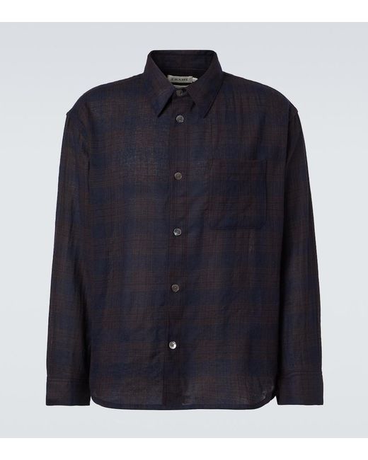FRAME Blue Plaid Wool Shirt for men