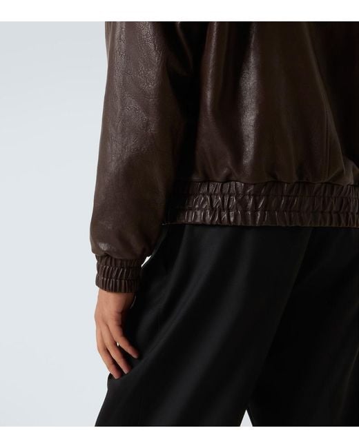 Saint Laurent Brown Leather Bomber Jacket for men