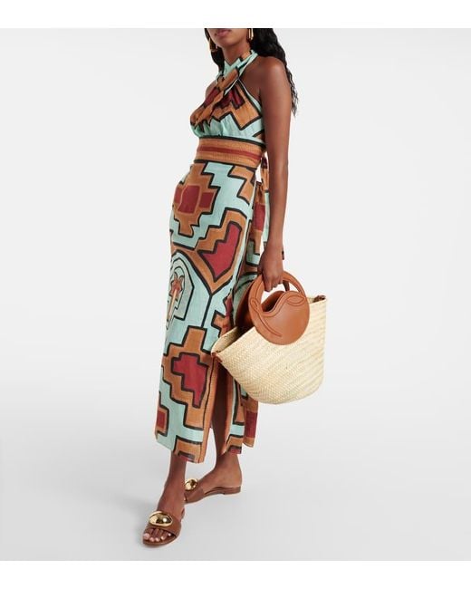 Christian Louboutin Brown Biloumoon Straw And Leather Basket Bag