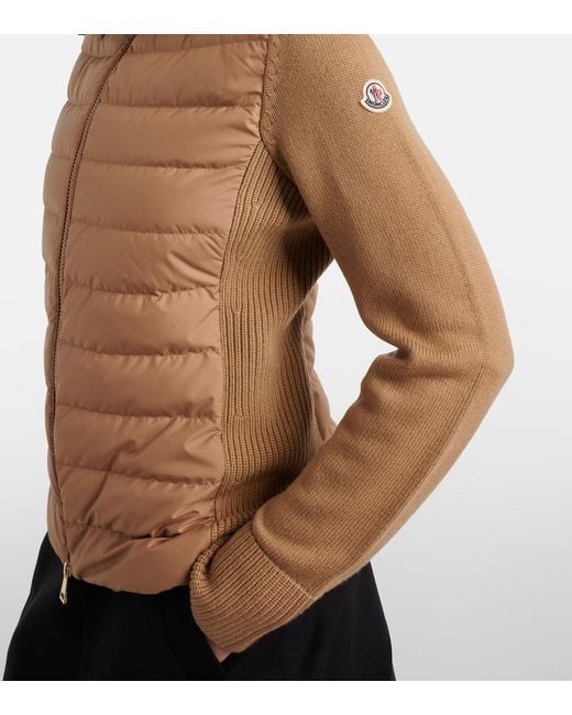 Moncler Brown Down-Paneled Wool Cardigan