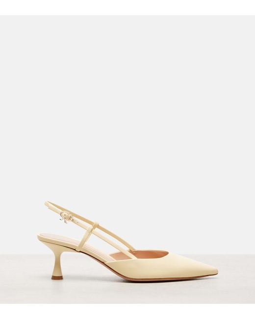 Gianvito Rossi Natural Ascent 55 Leather Slingback Pumps