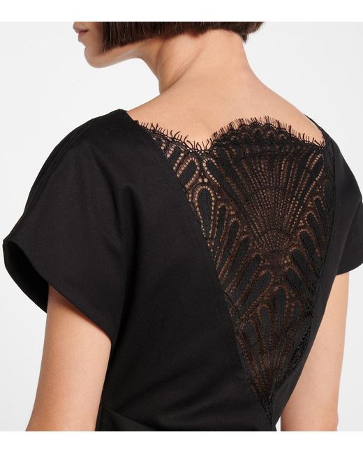 J.W. Anderson Black Lace-Trimmed Asymmetric Cotton Top