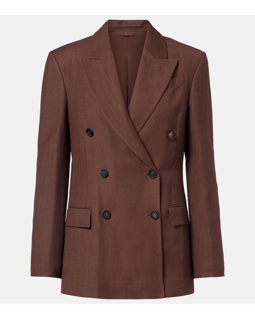 Brunello Cucinelli Brown Double-Breasted Blazer
