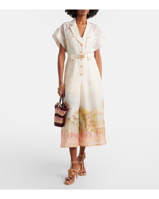 Zimmermann Natural Como Linen And Silk Jumpsuit