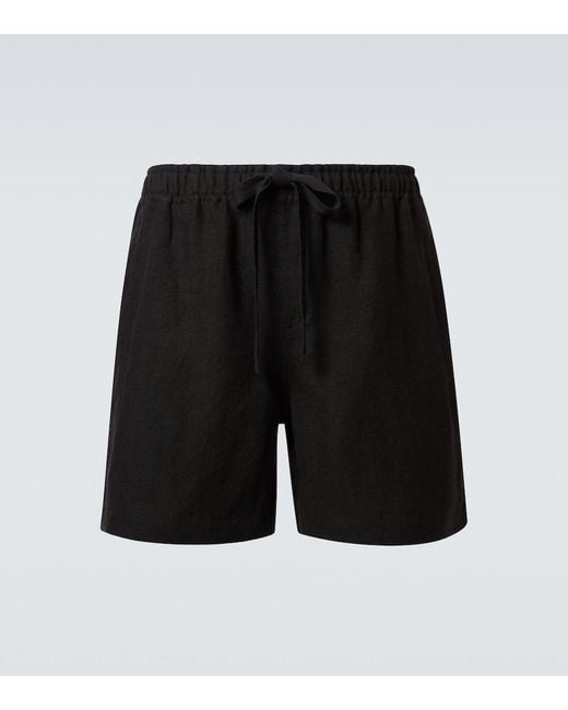 Commas Black Linen Shorts for men