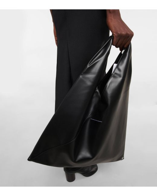 MM6 by Maison Martin Margiela Black Japanese Medium Faux Leather Tote Bag