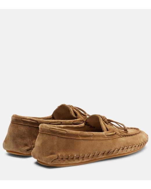 Le Monde Beryl Brown Driver Embroidered Suede Loafers