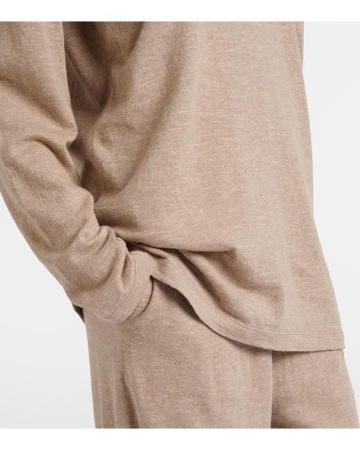 The Row Brown Niosa Cotton And Linen Polo Sweater