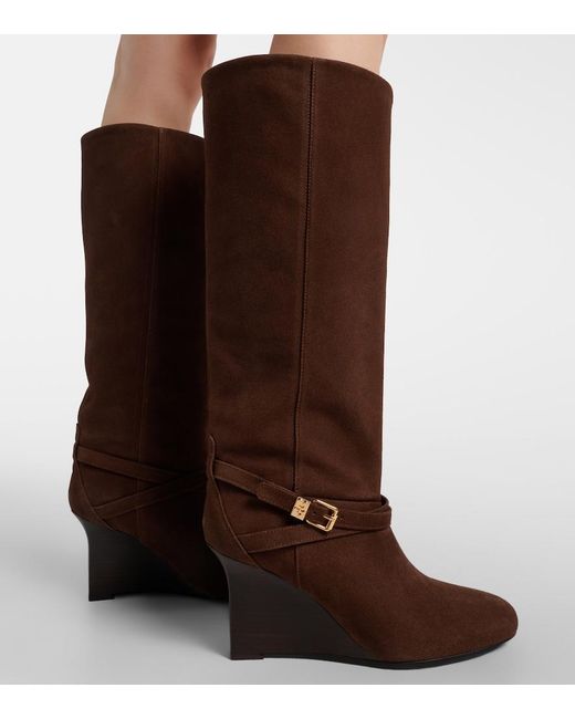 Ganni Brown Wedge Knee-High Boots