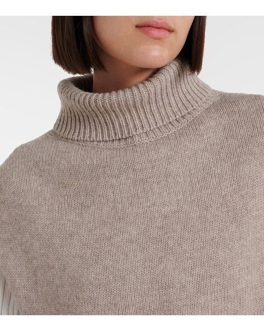 Jardin Des Orangers Natural Turtleneck Wool And Cashmere Sweater Vest