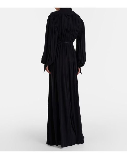 Calvin Klein Black Yasmine Scarf-Detail Cotton-Blend Maxi Gown