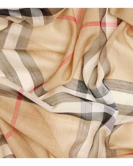 Burberry Natural Check Wool And Silk Scarf