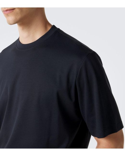 Agnona Black Cotton And Silk Jersey T-Shirt for men